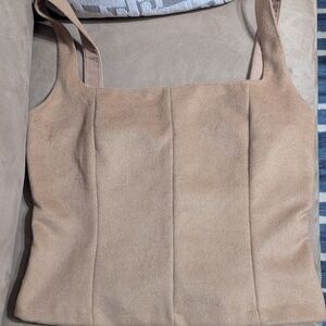 Zara Faux Fur Tan Sleeveless Top